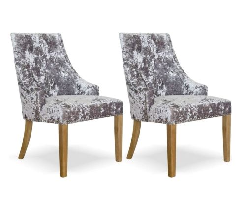Homestyle GB Bergen Deep Crushed Silver Dining Chair in Pair