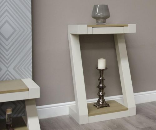 Homestyle GB Painted Z Small Hall Table with Smoked Oak Top