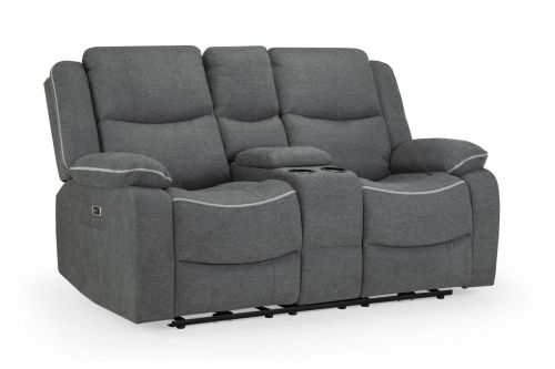 Vortex Grey Fabric Electric Recliner 2 Seater Sofa