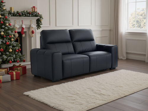 Bellagio Genuine Leather Electric Recliner Sofa Black 2 Seater