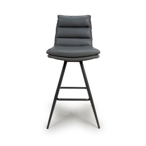Furniture Link Nobo Grey Swivel Bar Chair in Pair
