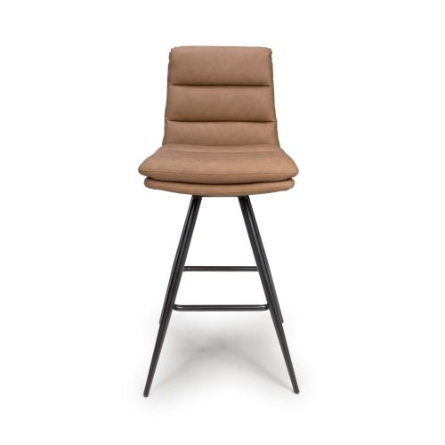 Furniture Link Nobo Tan Swivel Bar Chair in Pair