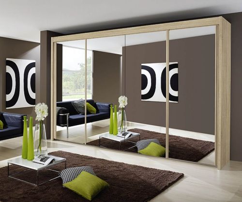 Rauch Imperial Sonoma Oak 3 Door Sliding Wardrobe with 3 Mirror (W225cm)