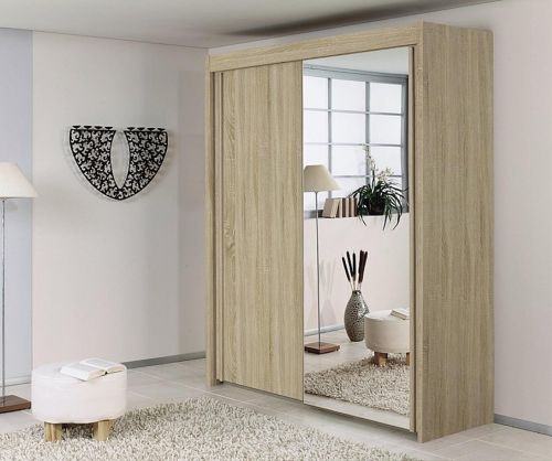 Rauch Imperial Sonoma Oak 2 Door Sliding Wardrobe with 1 Mirror (W 151cm)
