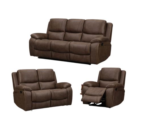 Isobella Chocolate Fabric Recliner 3+2+1 Sofa Set