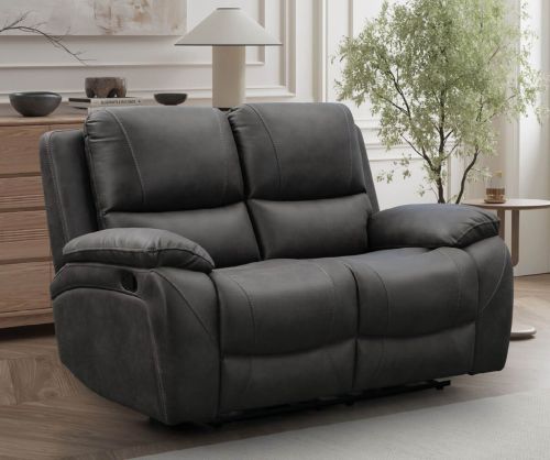 Isobella Charcoal Fabric Recliner 2 Seater Sofa