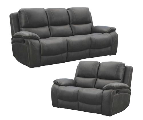 Isobella Charcoal Fabric Recliner 3+2 Sofa Set