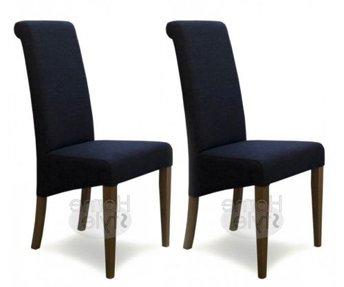 Homestyle GB Italia Charcoal Fabric Dining Chair in Pair