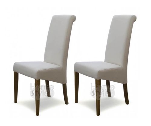 Homestyle GB Italia Ivory Fabric Dining Chair in Pair