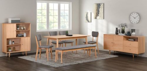 Furniture Link Jenson Light Oak 160cm Rectangular Dining Table with 4 Chair & 160cm Bench