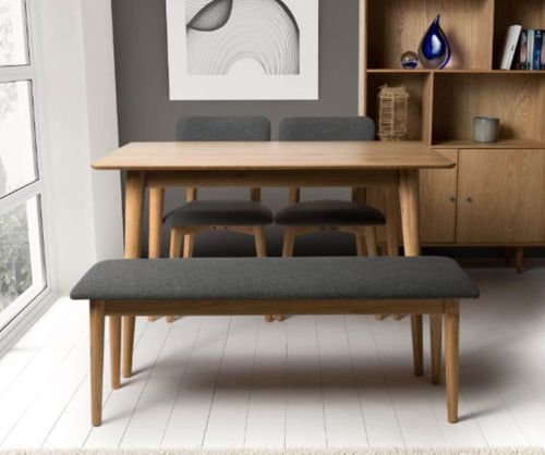 Furniture Link Jenson Light Oak 120cm Rectangular Dining Table with 2 Chair & Bench