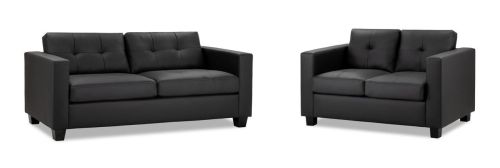 Aylin Black Leather 3+2 Sofa Set 