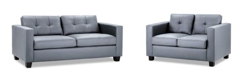 Aylin Grey Leather 3+2 Sofa Set 