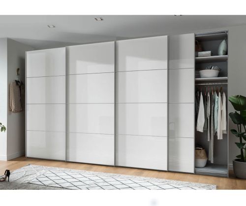 Wiemann Vip Kos White Glass 4 Door Sliding Wardrobe