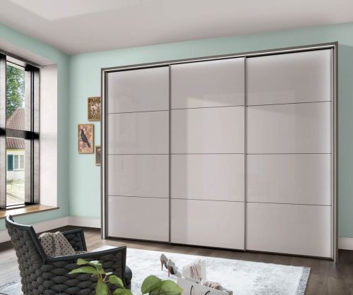 Wiemann Vip Kos Pebble Grey Glass 3 Door Sliding Wardrobe