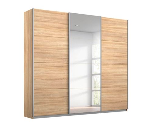 Rauch Kulmbach 3 Sliding Door 1 Mirror Wardrobe with Carcase Colour Handle Strips(W271cm)