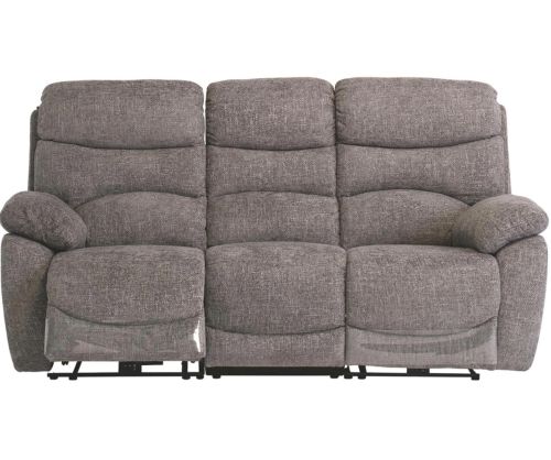 World Furniture Layla Ash Chanel Fabric Electric Recliner 3 Seater Sofa 