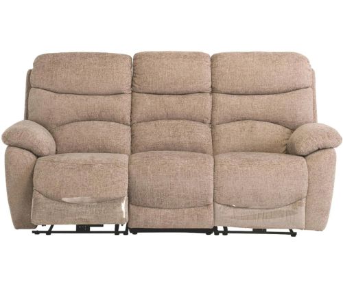 World Furniture Layla Sand Chanel Fabric Electric Recliner 3 Seater Sofa