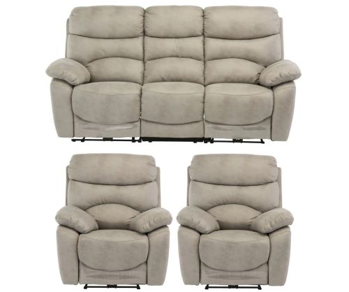 World Furniture Layla Natural Soft-touch Fabric Electric Recliner 3+1+1 Sofa Set