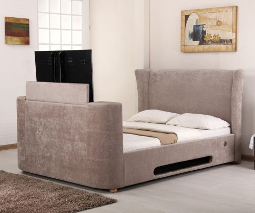 Artisan Mink Fabric Audio TV Bed