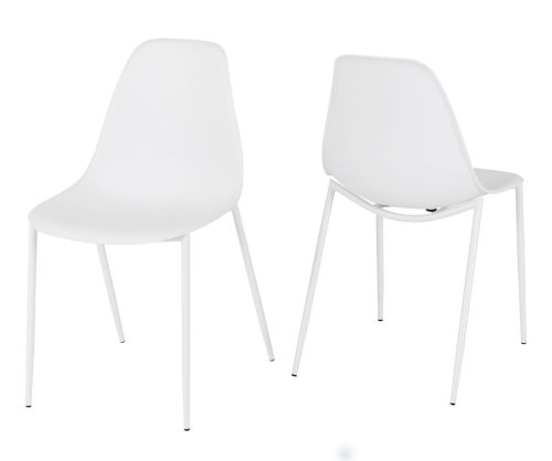 Seconique Lindon White Dining Chair in Pair