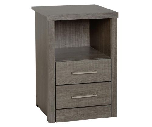 Seconique Lisbon Black Wood Grain 2 Drawer Bedside