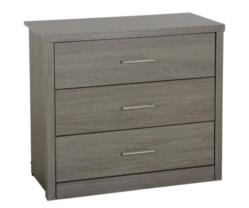 Seconique Lisbon Black Wood Grain 3 Drawer Chest