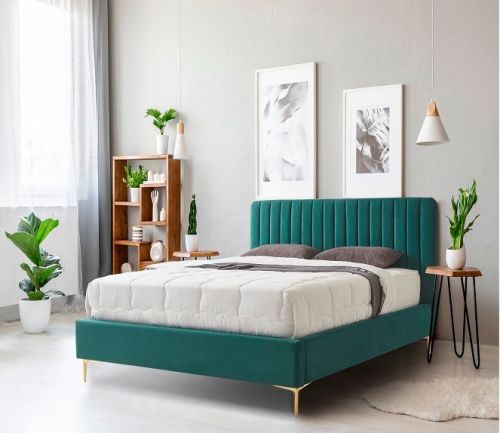 Furniture Link Lucy Green Fabric Bed Frame