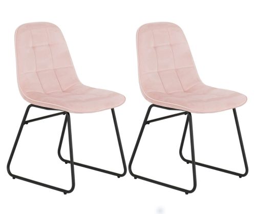 Seconique Furniture Lukas Baby Pink Velvet Chair in Pair