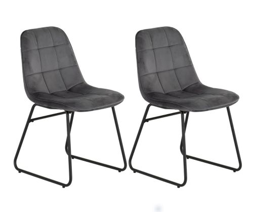 Seconique Furniture Lukas Grey Velvet Chair in Pair