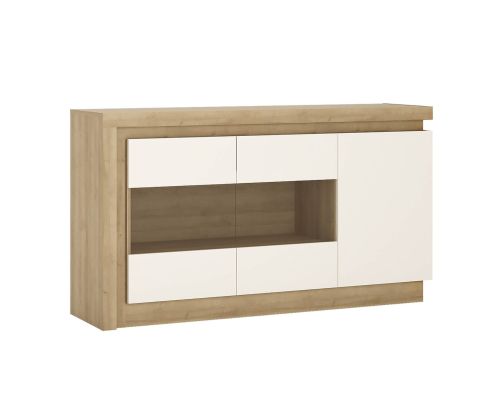 FTG Lyon Riviera Oak and White High Gloss 3 Door Glazed Sideboard