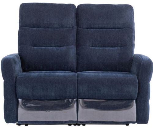 World Furniture Madison Navy Blue Herringbone Fabric Electric Recliner 2 Seater Sofa