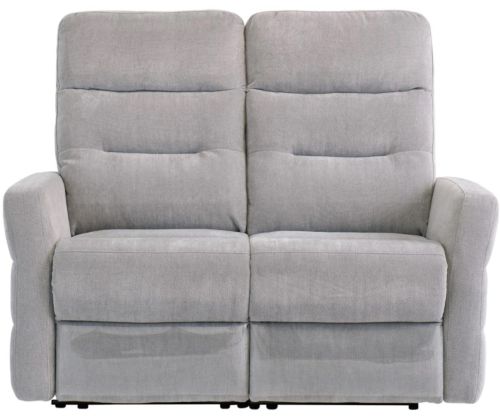  World Furniture Madison Silver Grey Herringbone Fabric Electric Recliner 2 Seater Sofa