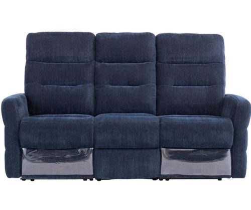World Furniture Madison Navy Blue Herringbone Fabric Electric Recliner 3 Seater Sofa