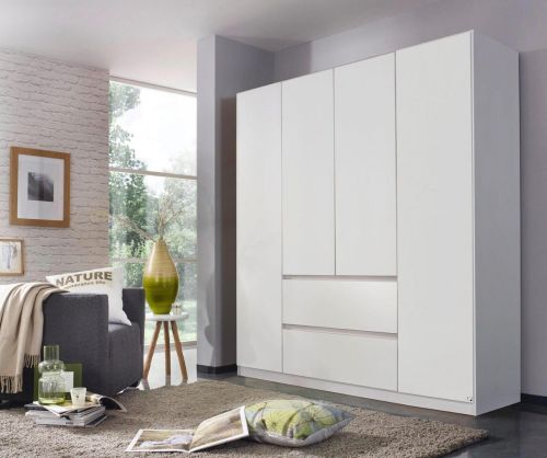 Rauch Mainz Alpine White Carcase with Alpine White Front 4 Door 2 Drawers Combi Wardrobe