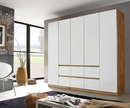 Rauch Mainz Sonoma Oak Colour Carcase with Alpine White Front 5 Door 6 Drawers Combi Wardrobe