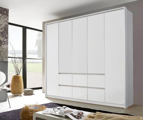 Rauch Mainz Alpine White Carcase with Alpine White Front 5 Door 6 Drawers Combi Wardrobe
