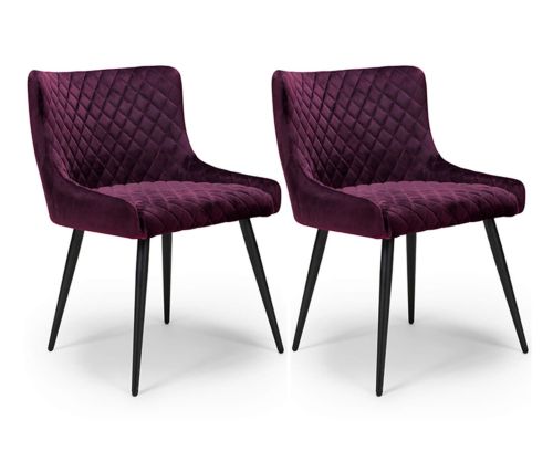 Furniture Link Malmo Mulberry Velvet Fabric Dining Chair in Pair