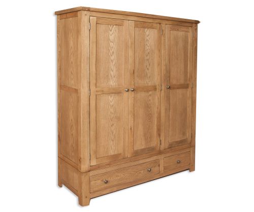 Melbourne Country Oak 3 Door 2 Drawer Wardrobe