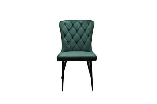 Furniture Link Merlin Green Velvet Dining Chair in Pair 
