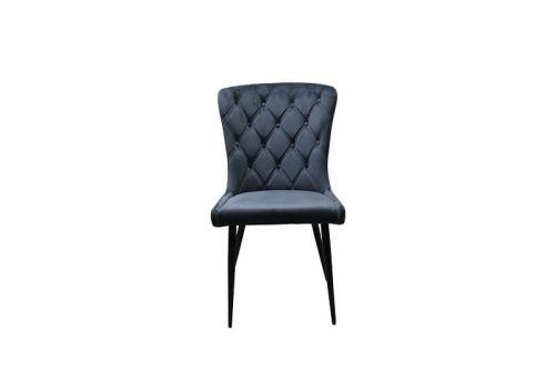 Furniture Link Merlin Grey Velvet Dining Chair in Pair 