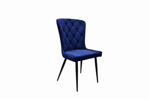 Furniture Link Merlin Navy Velvet Dining Chair in Pair 
