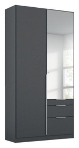 Rauch Alabama Metallic Grey 2 Door 1 Mirror Combi Wardrobe with 3 Drawers