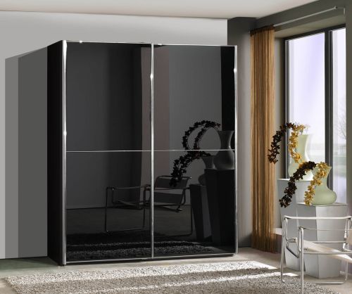 Wiemann Miami-2 Black Glass Sliding Door Wardrobe-H236cm