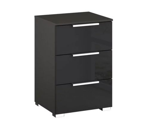Rauch Miramar Graphite Carcase with Basalt Glass Front 3 Drawer Bedside Table
