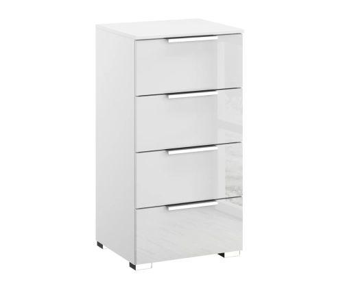 Rauch Miramar Alpine White Carcase with Crystal White Glass Front 4 Drawer Chest