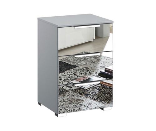 Rauch Miramar Silk Grey Carcase 3 Mirror Drawer Bedside Table