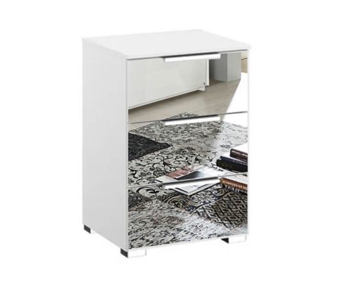 Rauch Miramar Alpine White Carcase 3 Mirror Drawer Bedside Table