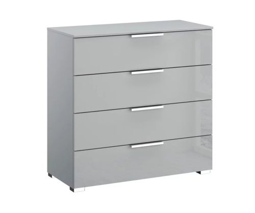 Rauch Miramar Silk Grey Carcase with Silk Grey Glass Front Wide 4 Drawer Chest