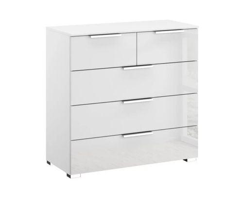 Rauch Miramar Silk Grey Carcase with Silk Grey Glass Front 5 Drawer Chest